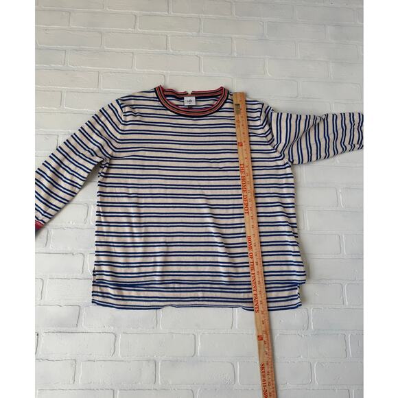 CAbi Women's Blue and Cream MultiColored Hem Striped 3/4 Sleeve Sweater sz M - Picture 5 of 7